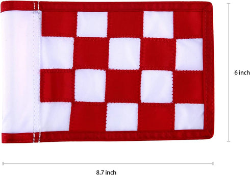 Green Golf Flags, Solid Nylon and Checkered Training Putting Green Flags, 8.7"x6"