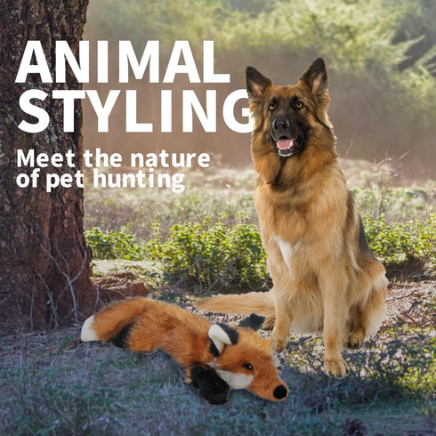 ALL FOR PAWS Dog Squeaky Fox Toy - Stuffed Animal Plush Chew Toy for Large Dogs