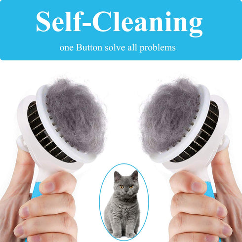 Cat Brush for Shedding, Self Cleaning Slicker Brush, Skin Friendly Grooming Tool for Dogs, Cats, Rabbit Massage