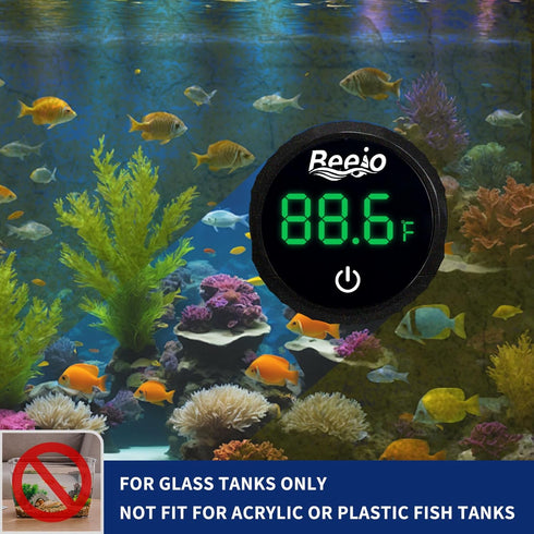 BEEJO 2 1 in Fish Tank Thermometer, Magnetic Fish Tank Cleaner, Aquarium Thermometer Digital with Touch Digital