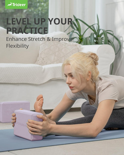 Trideer Yoga Block, Premium Foam Blocks with Soft Non-Slip Surface, Lightweight, Odor Resistant, Supportive Yoga