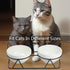 Elevated Tilted Cat Bowls for Indoor Cats,Raised Ceramic Cat Bowl Elevated 15°,Pet Feeding Bowls for Food and Water Anti Vomiting Bowl(Double Ceramics Bowls and Tilt Shelf) Suitable for All Cat Sizes