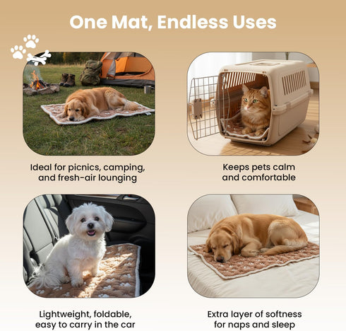 Seamless 3D 28x40 PetMat in Biscuit Beige | Organic Cotton Crate Pad for Small Dogs, Cats & Nursery | & Reversible |