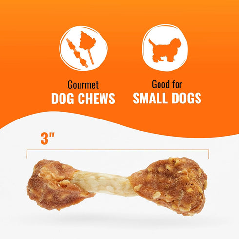 Good'N'Fun Chicken Flavored Rawhide Dumbbells for Small Dogs