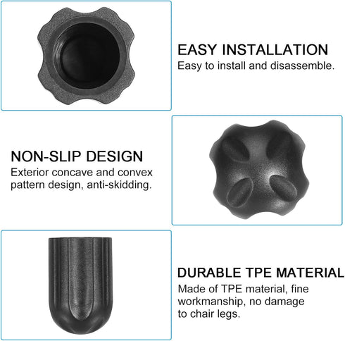 0.59 Inch 4 Pack 0.59" PATIKIL Chair Feet Replacement, Non-Slip Plastic Outdoor Camping Chair Leg Tips Cap Folding