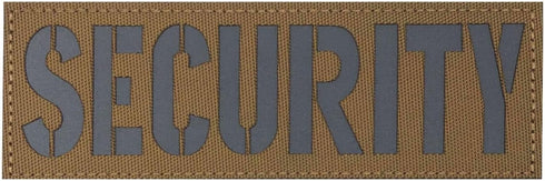 Tactical Reflective Laser Cut Security Guard Patch 6x2 inches for Officer Department Vest Bag Backpack (RF Coyote Tan,