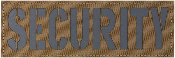 Tactical Reflective Laser Cut Security Guard Patch 6x2 inches for Officer Department Vest Bag Backpack (RF Coyote Tan,