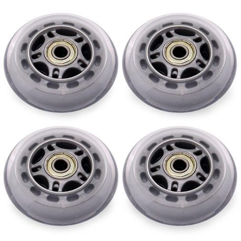Inline Skate Wheels with Bearings, 3 Inch Roller Blade Wheels 76mm Clear for Office Chairs, Luggage, 4 Pack