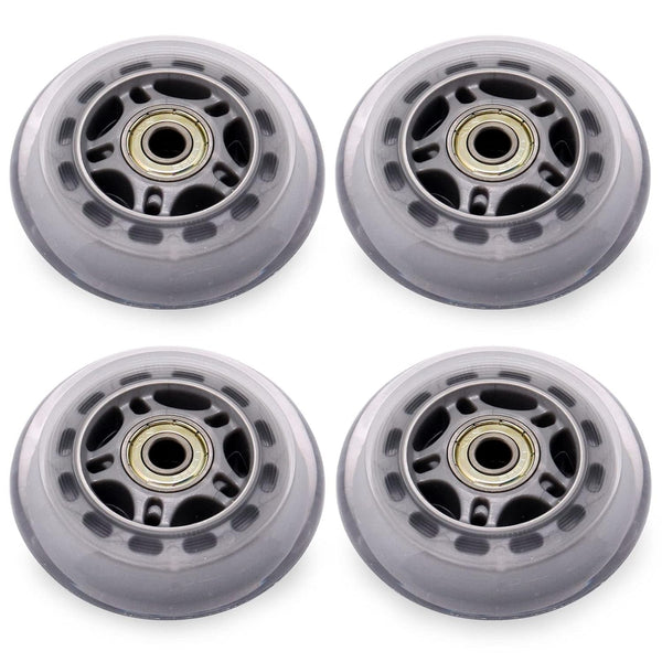 Inline Skate Wheels with Bearings, 3 Inch Roller Blade Wheels 76mm Clear for Office Chairs, Luggage, 4 Pack