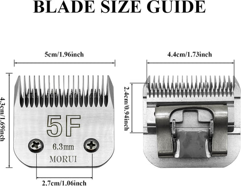 5F Cut Length 1/4”(6.3mm) Detachable Pet Dog Clipper Blades, UltraEdge Series Compatible with Andis & Wahl