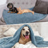 PetAmi Fluffy Waterproof Dog Blanket, Soft Warm Sherpa Throw, Reversible Couch Cover for Small Medium Dogs, Dusty Blue