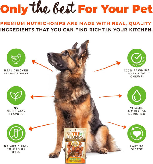 NutriChomps Dog Chews, 2.5-inch Knots, Rawhide-Free Treats, 8 Count, Real Peanut Butter