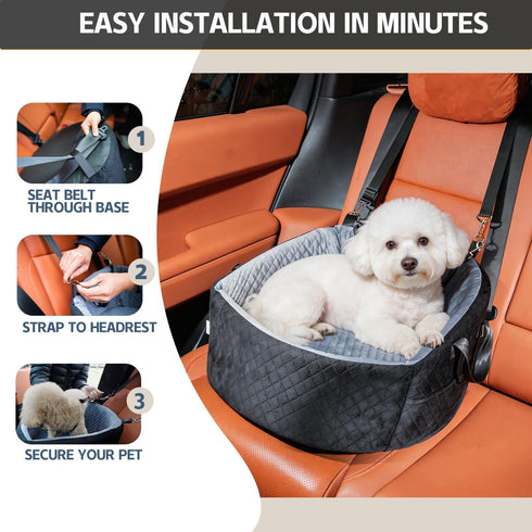 TOPOmerice 30 lbs, Cozy Dog Car Seat for Small Dogs up to Pet Booster Seat with Adjustable Harness & Non-Slip Base, Dog
