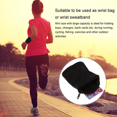 HilBeliFU 3.5x4in Zipper Wrist Wallet, Breathable Wristband Wallet Pouch, Large Capacity Wallet Band Zipper Wrist Pouch
