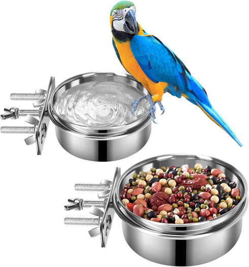 Dog Food Water Bowl with Clamp Holder - Stainless Steel Hanging Bowls for Small Medium Large Dogs