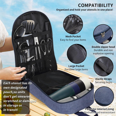 Set HOMQUEN Camping Essentials Camping Gear Must HavesCooking Utensils Rv Camping AccessoriesCamper Gadgets for Outdoor