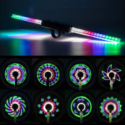 LED Bike Wheel Lights with 30x RGBW Patterns, Batteries Included, IPX5 Waterproof Safety Tire Lights