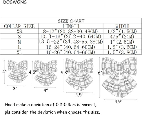 DOGWONG Christmas Dog Collar with Sailor Bow, Soft Durable Adjustable Cotton for Small Medium Large Dogs