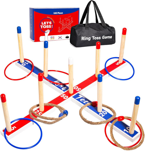 Indoor Outdoor Toys Games Upgraded Large Wooden Ring Toss Game Yard Games