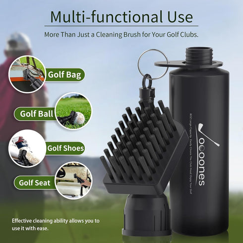 Golf Club Cleaner Brush with Retainer Clip, 8 Ounces Leakproof Water Brush, Nylon Golf Accessories Gift for Men