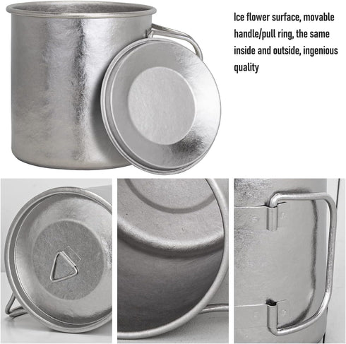 TiTo Titanium Cup with Lid, Ultralight Portable 450ml Camping Mug for Outdoor Use