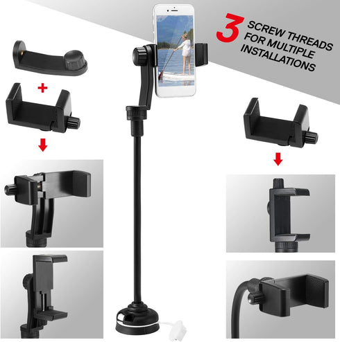 Lixada Kayak Phone Mount - Universal Boat Bracket Canoe Camera Holder with Flexible Long Arm