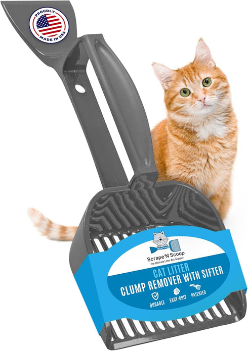 SCRAPE 'N' SCOOP Cat Litter Clump Remover - 2 in 1 Litter Box Scooper & Scraper for Pet Accessories