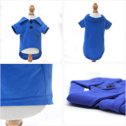lovelonglong Basic Dog Polo Shirts, Premium Cotton T-Shirts for Large Medium Small Dogs, Blue S
