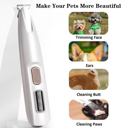 Cofiabby Trimmer 2 Electric Paw for Dogs & Cats - Quiet Rechargeable Clipper with LED Light, Wide Blades, Waterproof