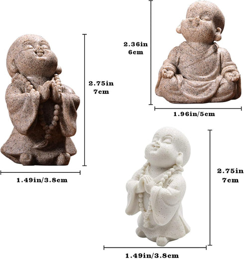 3 Pack Aquarium Ornaments, Mini Buddha Statue Sculpture Decoration for Fish Tank