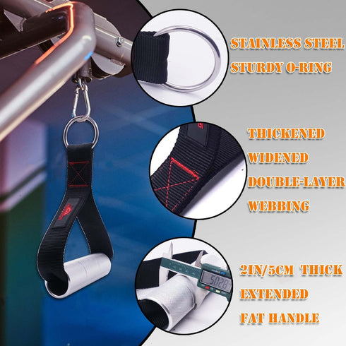 Heavy Duty Fat Gym Handle Grips - 2" Diameter Aluminum Alloy Exercise Handles for Cable Machine Pulley Attachments