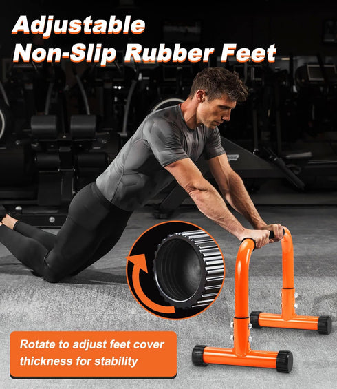 TABEKE Push Up Bar, 12" High Parallettes Bars & Dip Bar with Foam Handles, No Wobbling Calisthenics Equipment