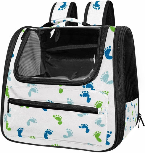 Baby Footprints Pattern Green Blue (3) Pet Travel Carrier | Ventilated Comfortable