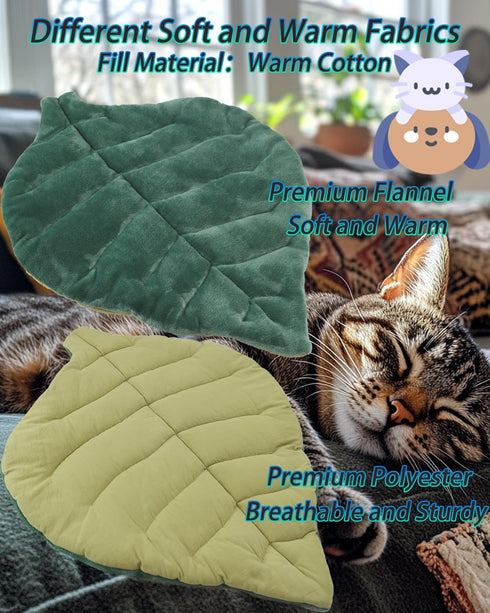 26"x20" Cat Mat Self Warming Cat Bed Leaf Shaped Cotton Soft Warm Pet Pad Blanket for Indoor Bed Couch Sofa Floors Cat