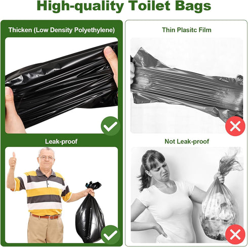 OUMEE 30 30 Set, 8 Portable Toilet Bags with Poo Gel Gallon Camping Toilet Bags with Absorbent Gels, Waste Bags