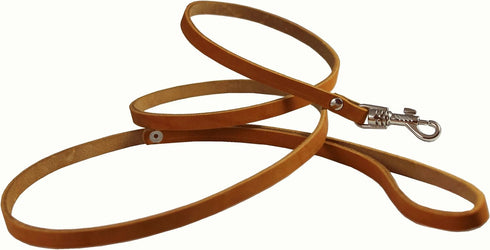 Genuine Leather Classic Dog Leash - 4' Long, 3/8" Wide, Ideal for Puppies and XSmall Breeds