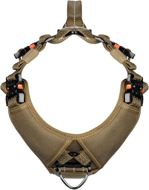 ICEFANG Dog Strap Harness, Large, K9 Vest, Y-Shape Chest, Adjustable, No-Pull Front Leash Clip, Pack of 1, Brown