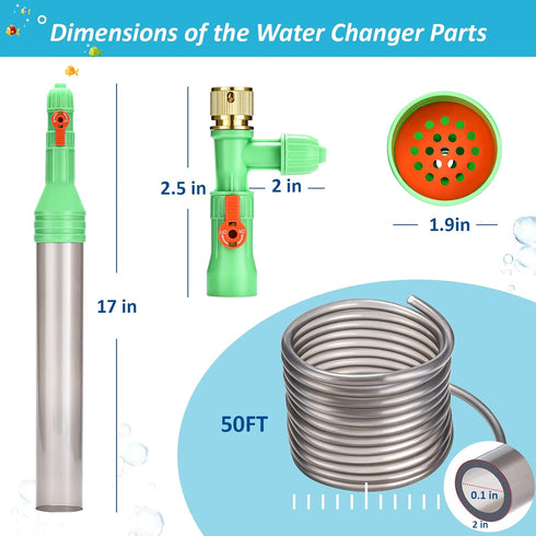 ZZM Fish Tank Cleaning Tools, Aquarium Water Changer Kit, Siphon Vacuum Gravel Cleaner