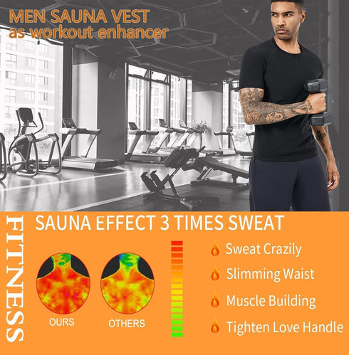 Men's Compression Vest Sweat Enhancer - Short Sleeve Waist Trainer for Gym Workouts