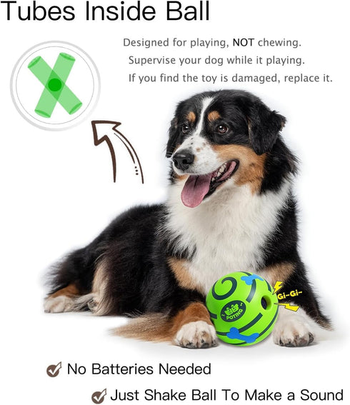 2 Pack, 3.14 inch Giggle Ball for Dogs Glowing Interactive Dog Toys Balls, Rolling Squeaky Toy for Large Medium Small