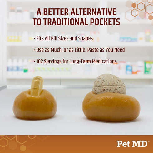 Pet MD Wrap A Pill Peanut Butter Flavor Pill Paste for Dogs - Make a Pocket to Hide Pills & Medication - 8 oz