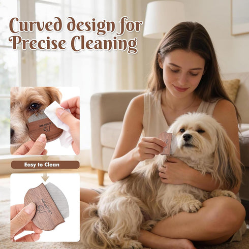 LSORPWK Eye Comb for Dogs & Cats,Wooden Tear Stain Remover for Pets,Gentle Grooming Tool with Rounded Tips,Flea Comb