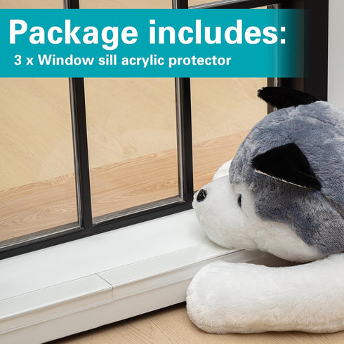 3 Pcs Clear Pet Window Sill Protector, 33.5'' x 2.25'' x 0.16'' Against Dog Cat Scratching, Transparent Guard