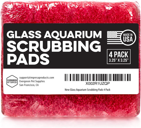 Evergreen Pet Supplies Aquarium Supplies Glass Cleaner Sponge - 4-Pack, Red, 3.25-in x 3.25-in x 1-in - Non-Scratch