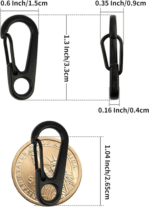 SWATOM Small Mini Carabiner Clip, Tiny Spring Snap Hook Keychains, Micro Carabiners for Paracord EDC, Alloy Key Rings,