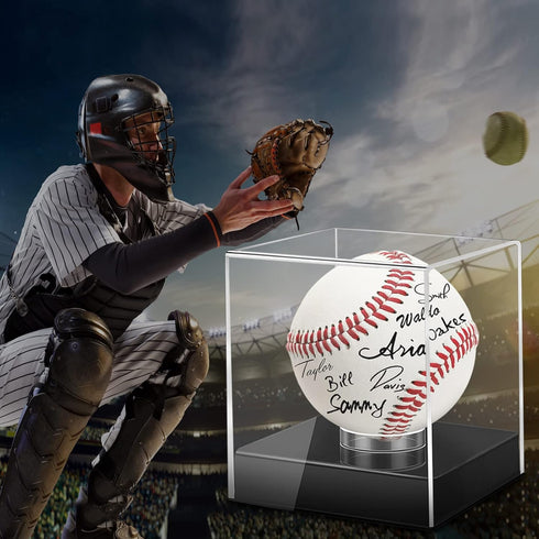 FavorFishFans (1 Baseball Display Case, UV Protected Acrylic Cube, Clear Case for Memorabilia and Autographed Balls PC)