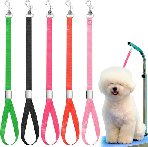 5 Pcs Pet Grooming Loops, Nylon Bathing Tether Straps, Adjustable Fixed Safety Rope for Grooming Table, Vibrant Colors