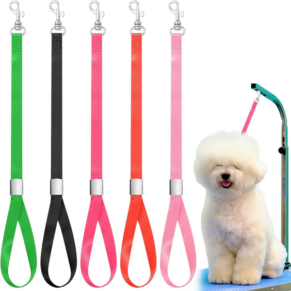 5 Pcs Pet Grooming Loops, Nylon Bathing Tether Straps, Adjustable Fixed Safety Rope for Grooming Table, Vibrant Colors