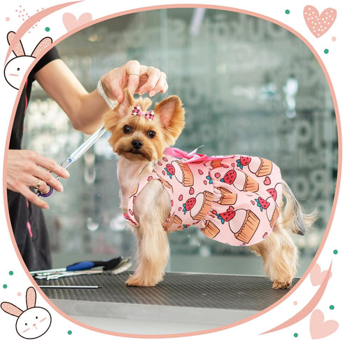 6 Pieces Puppy Dog Dress, Pet Bowknot Princess Floral Vest Skirt for Small Dog Cat Summer Apparel