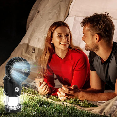 BUGPASS 2026 Upgrade Solar Portable Lantern Rechargeable Fan - Collapsible Lightweight LED Camping Lantern for Power